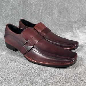 Kenneth Cole Runaround Loafers Leather Slip On Square Toe Burgundy 12M NWOB